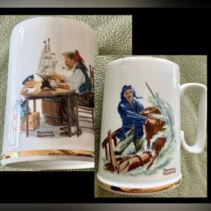 Set Of 2 Vintage Collectible Norman Rockwell Mugs